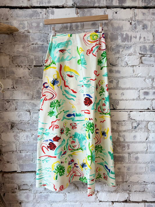 Viscose Twill Wrap Skirt - Stampa Multi - DUNE + SALT