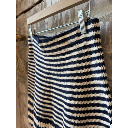ELEVEN SIX Tatum Crochet Mini Skirt - Ivory/Navy Stripe Black
