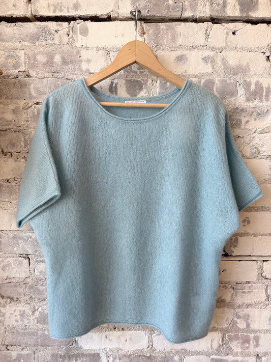 Cashmere Silk SS Crewneck - Bleu Calanques - DUNE + SALT