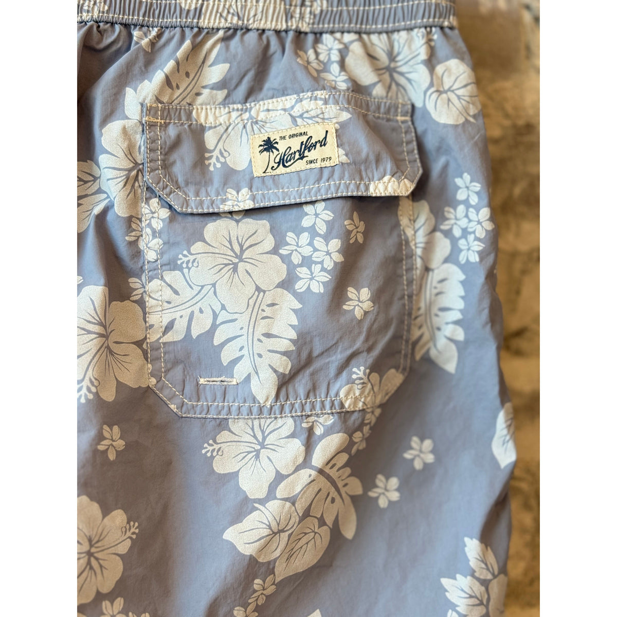 Hartford Men's Nylon Woven Swimshort - Bleach Blue Light Slate Gray
