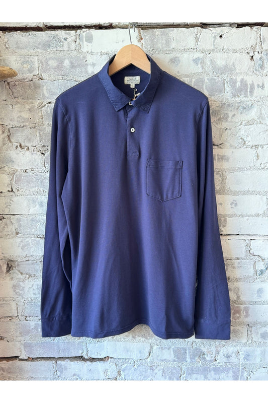Cotton Piqué Rugby Polo - Navy - DUNE + SALT