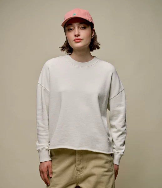 Retro Fleece Sweatshirt With Open Edge On Hem - Cashew - DUNE + SALT