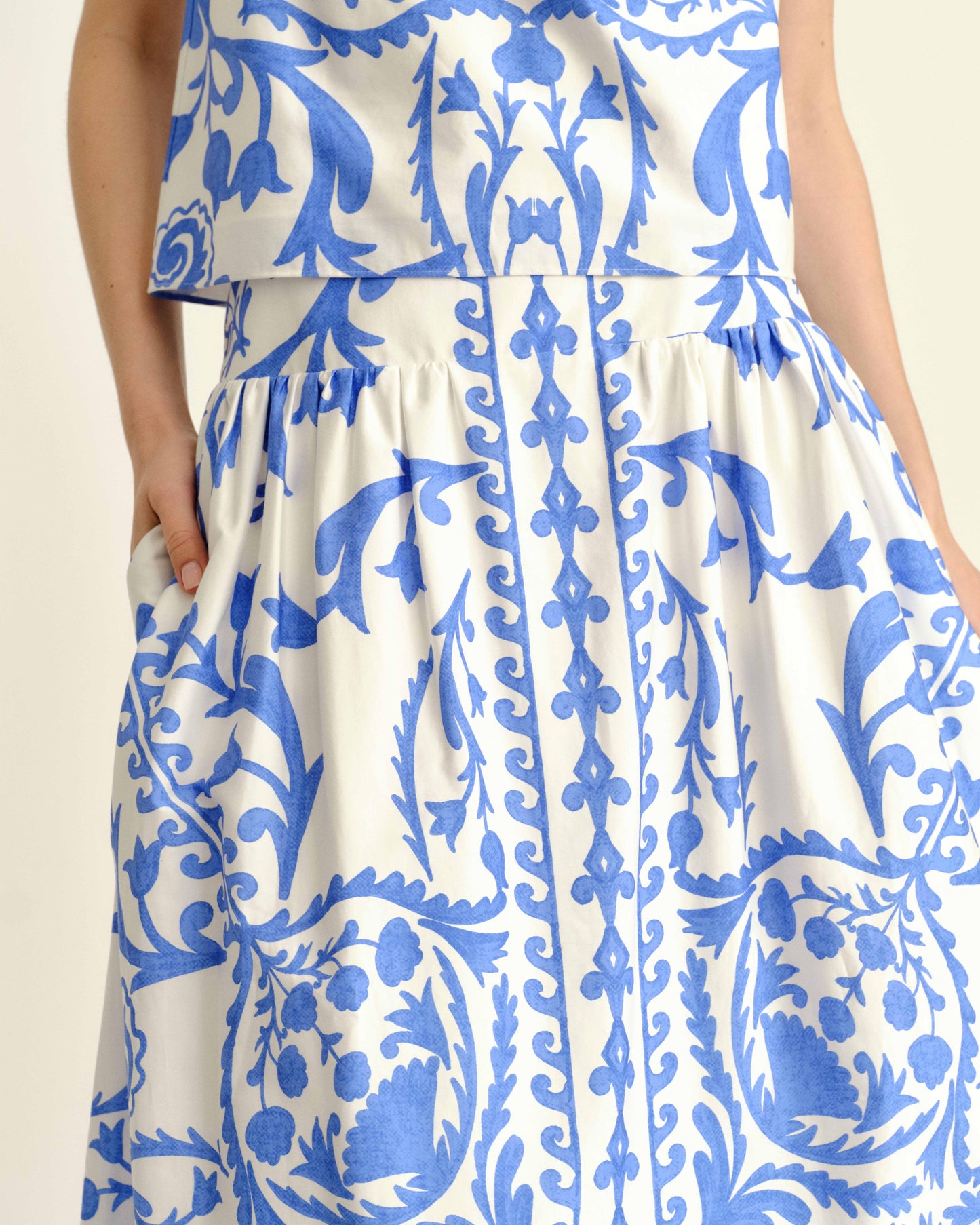 Georgia Skirt in Faraway Print - Provence Blue