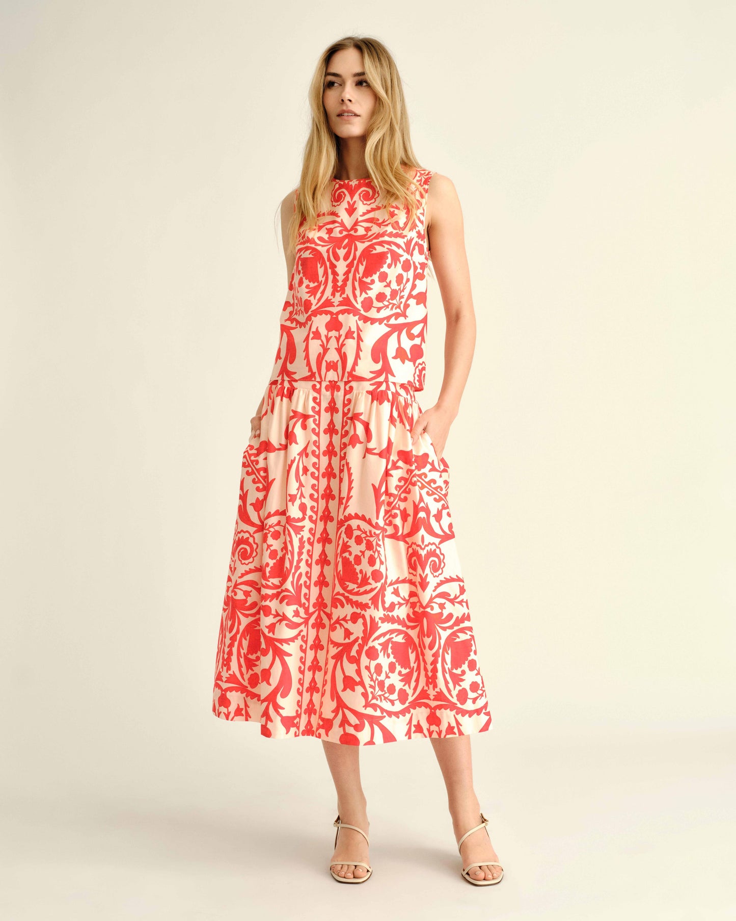 Georgia Skirt in Faraway Print - Poppy