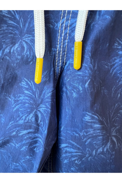 Palms Print Nylon Swim Trunks - Blue - DUNE + SALT