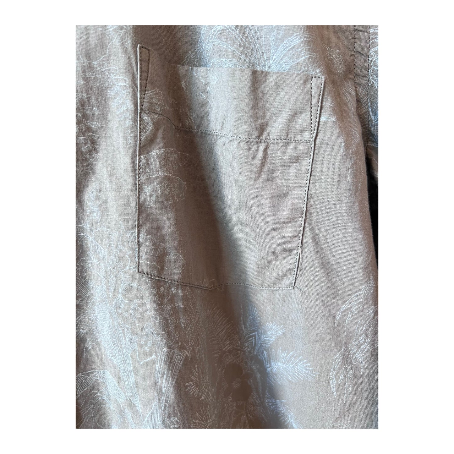 Paul Pat Palm Tree Print Cotton Shirt - Olive - DUNE + SALT