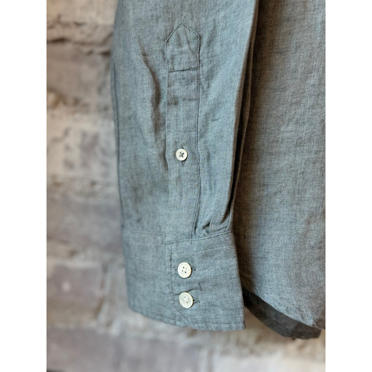 Hartford Men's Paul Linen Shirt - Green Light Slate Gray