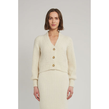 Women's ivory Sara Cardi by ELEVEN SIX, soft knit sweater with long sleeves and a cozy, stylish fit.