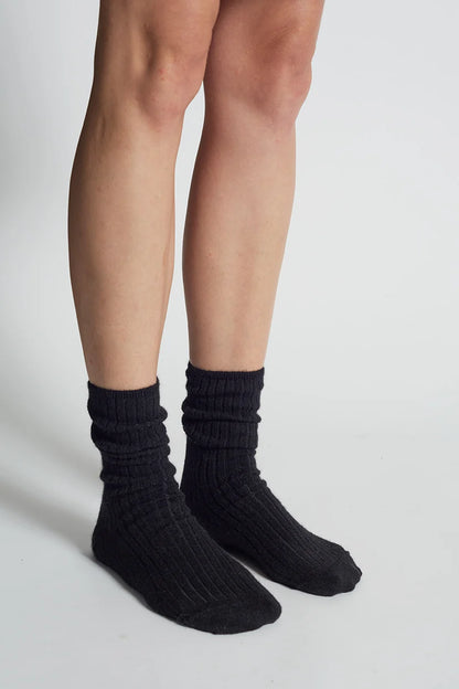 ELEVEN SIX Ali Ribbed Sock - Black Lavender