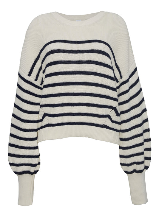 Layla Stripe Sweater - Ivory/Rosso - DUNE + SALT