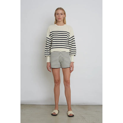 Lea Stripe Short - Ivory/Navy - DUNE + SALT