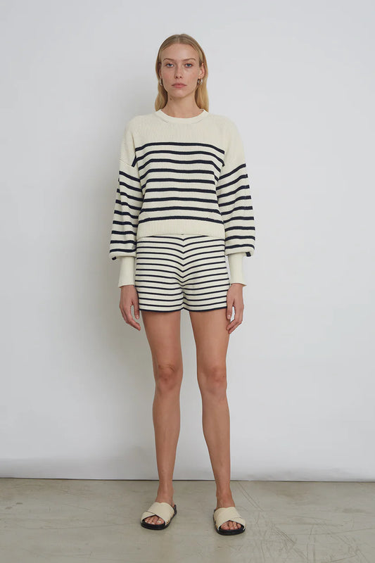 Lea Stripe Short - Ivory/Navy - DUNE + SALT