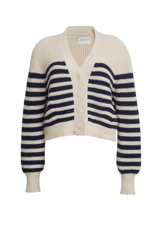 Isla Stripe Cardi - Ivory/Navy - DUNE + SALT