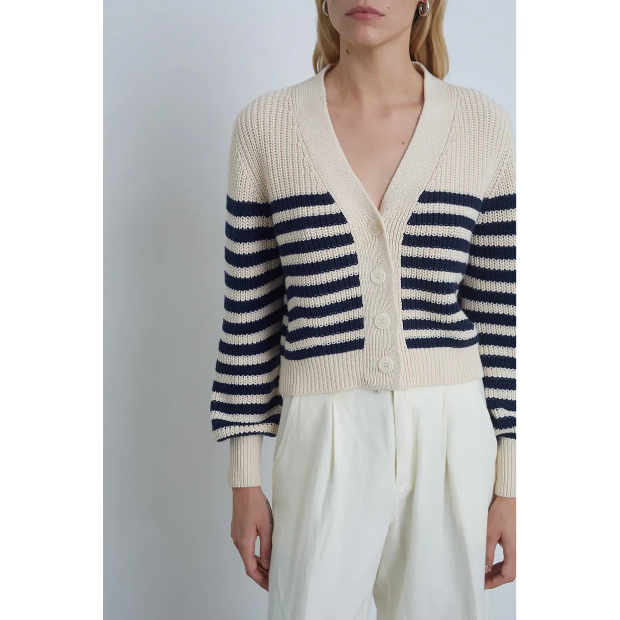 Isla Stripe Cardi - Ivory/Navy - DUNE + SALT