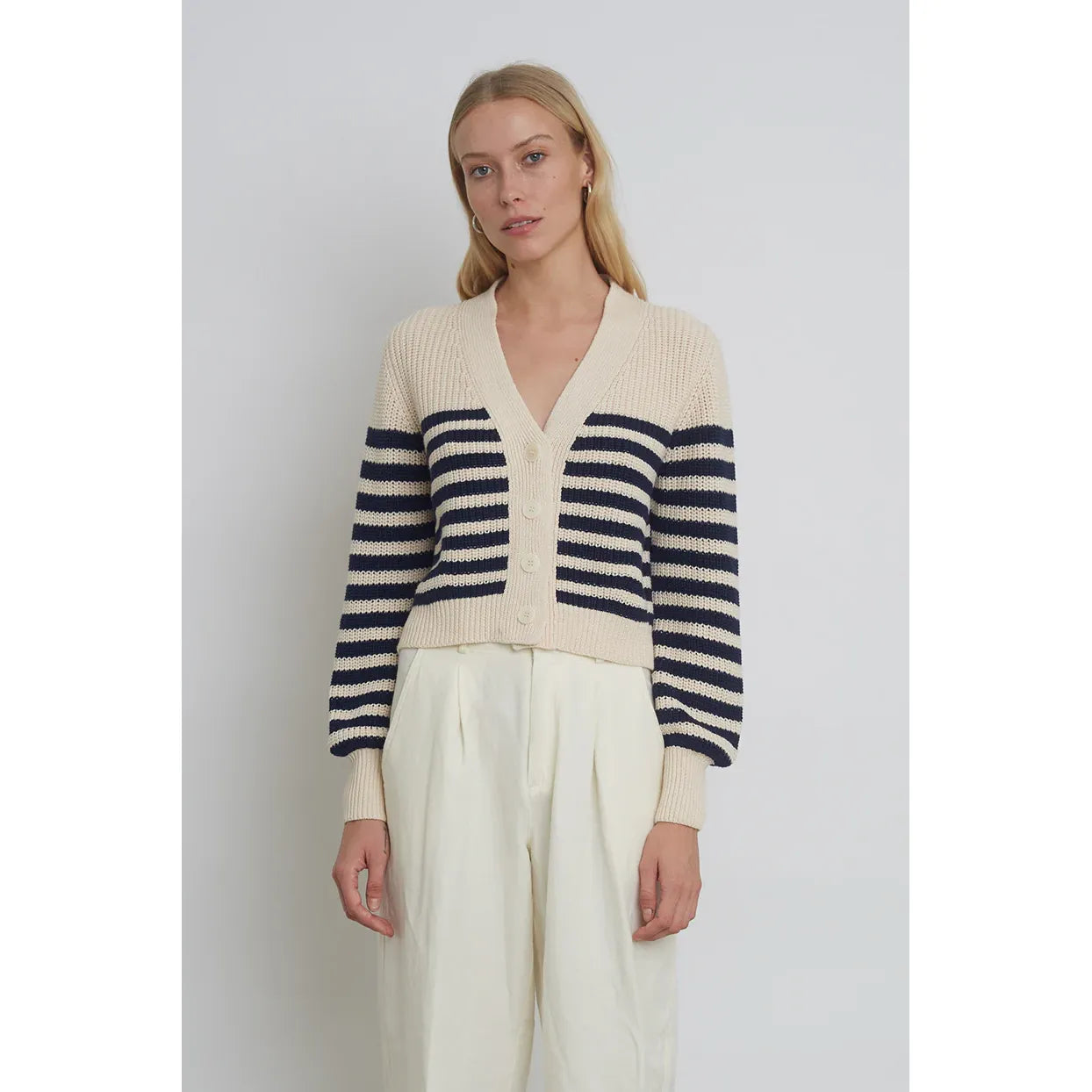 Isla Stripe Cardi - Ivory/Navy - DUNE + SALT