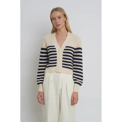 Isla Stripe Cardi - Ivory/Navy - DUNE + SALT