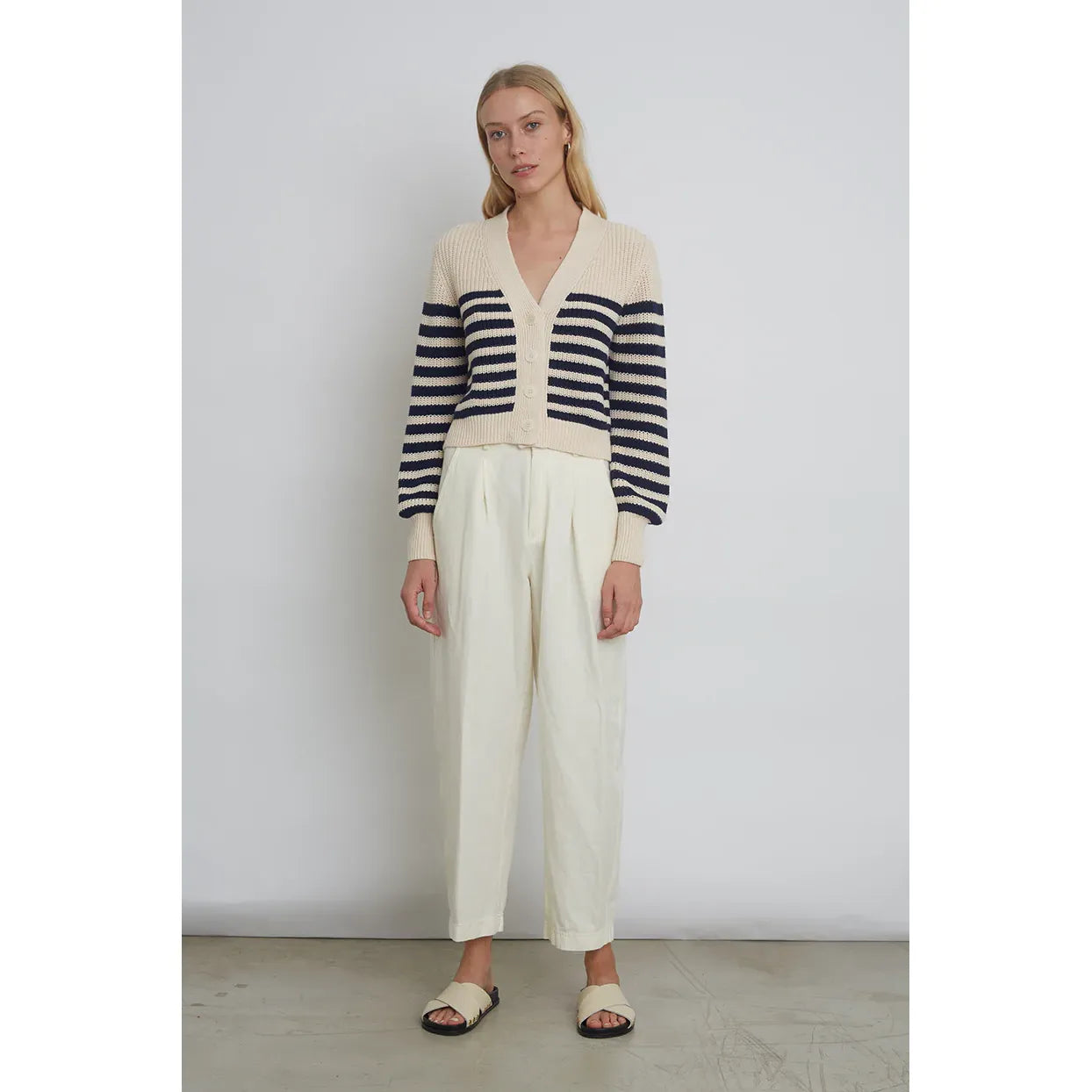 Isla Stripe Cardi - Ivory/Navy - DUNE + SALT