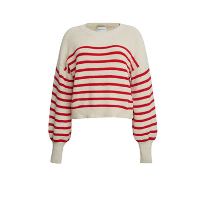 Layla Stripe Sweater - Ivory/Rosso - DUNE + SALT