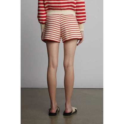 Lea Stripe Short - Ivory/Rosso - DUNE + SALT