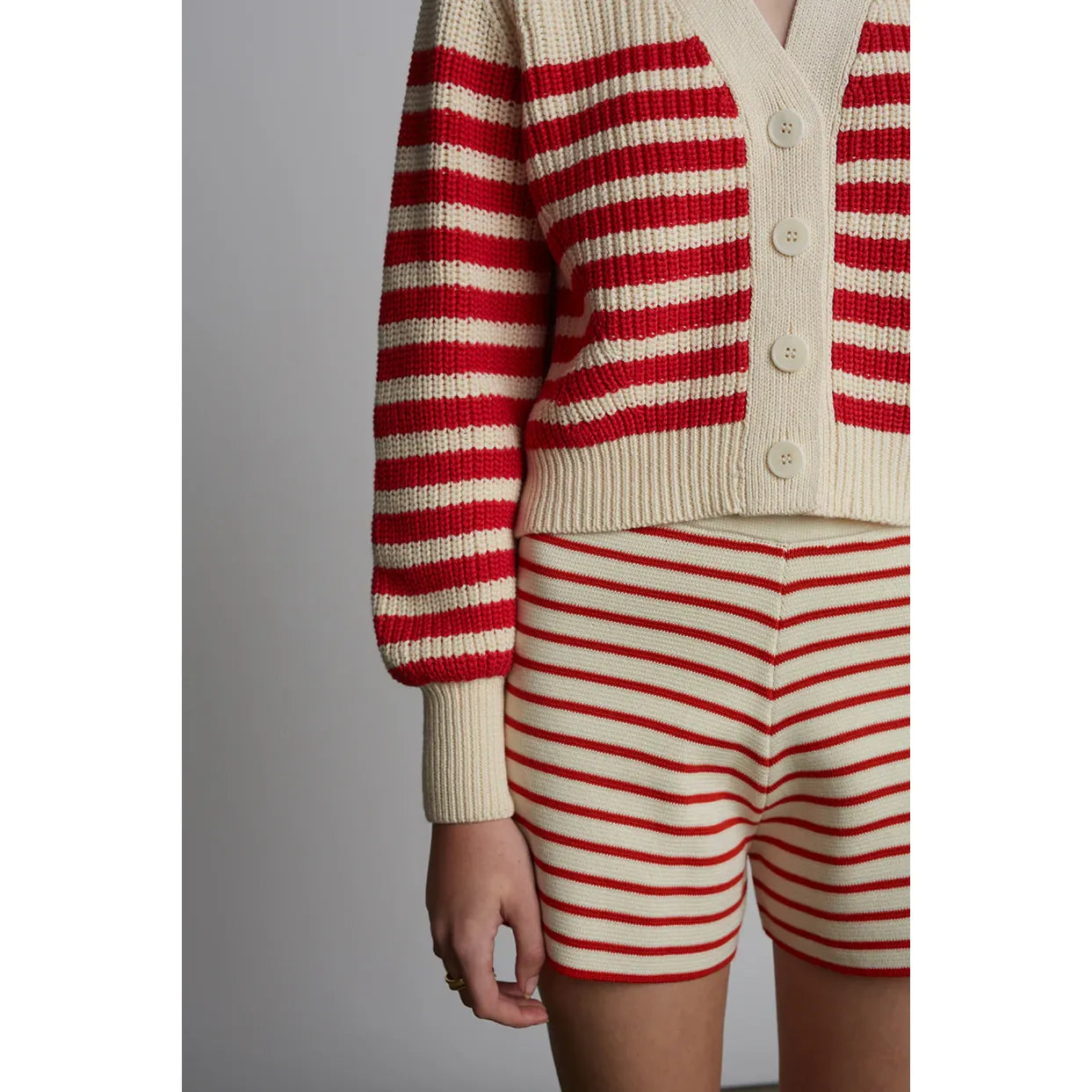 Lea Stripe Short - Ivory/Rosso - DUNE + SALT