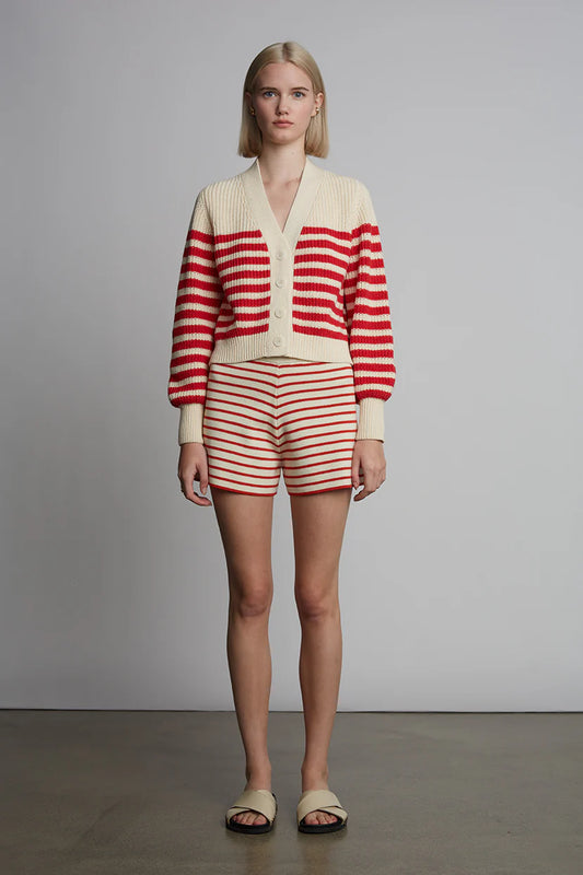 Lea Stripe Short - Ivory/Rosso - DUNE + SALT