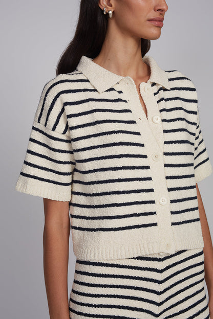 Romy Shirt Cardi - Ivory/Navy Stripe