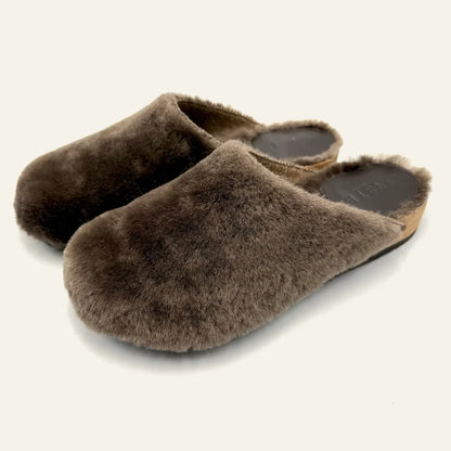 Ella Cashmere/Lambswool Clog - Umber "Inside Out"