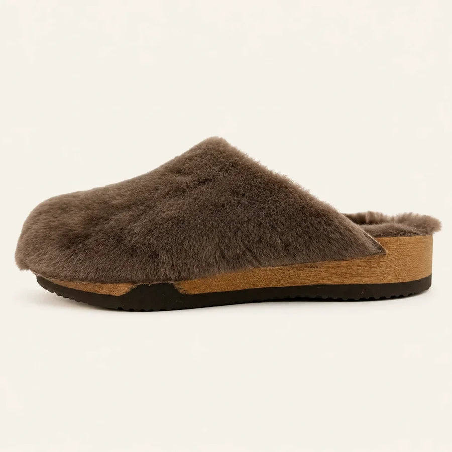 Ella Cashmere/Lambswool Clog - Umber "Inside Out"