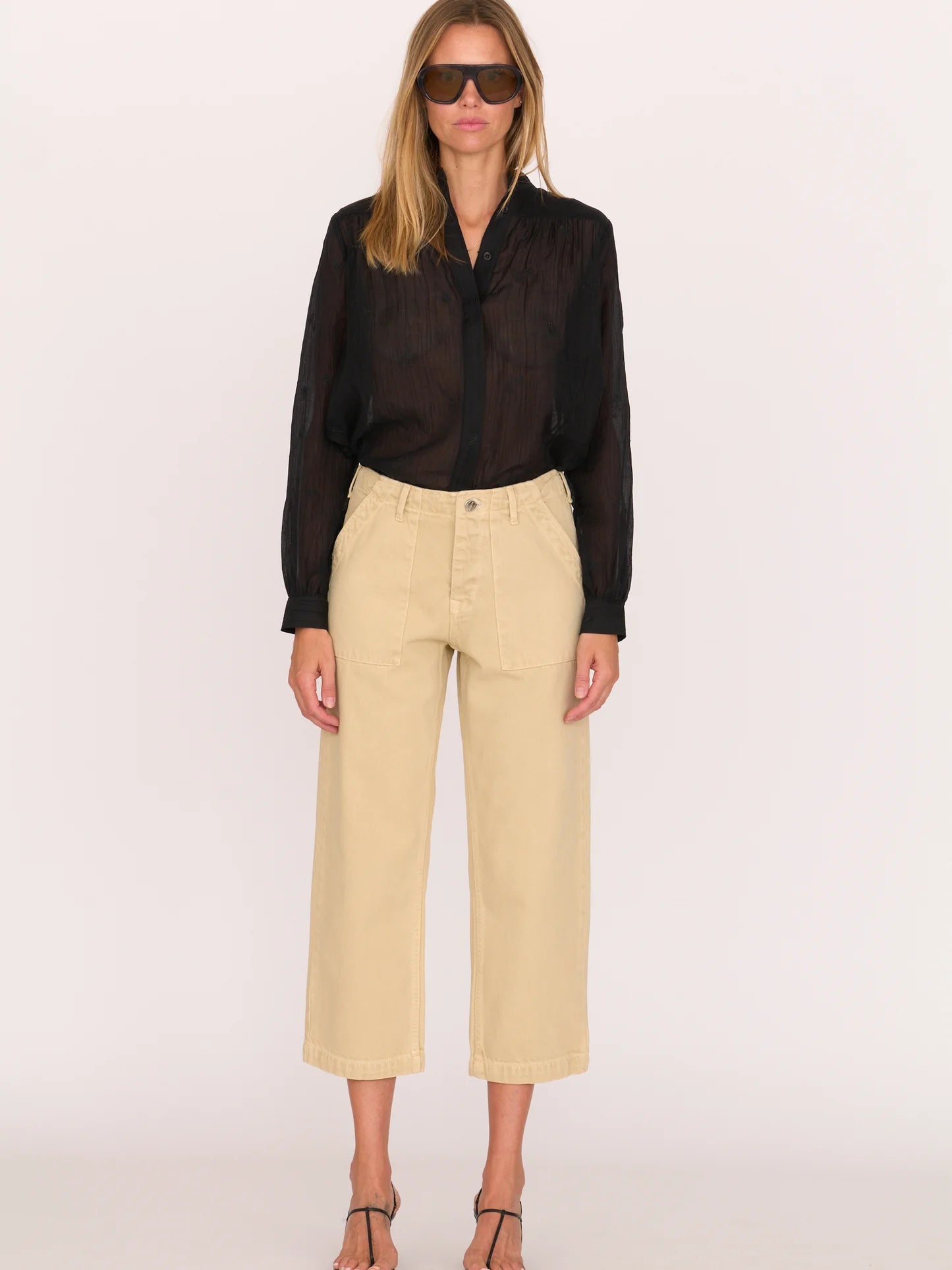 Alex Mid-Rise Utility Cotton Jean - White