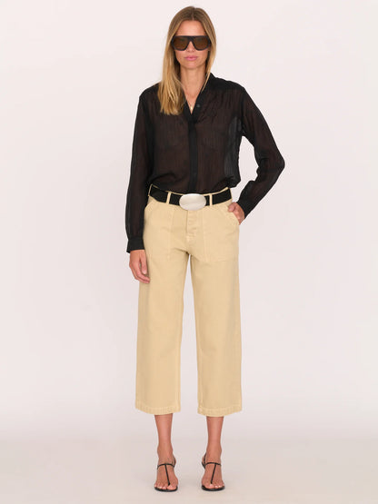 Alex Mid-Rise Utility Cotton Jean - White