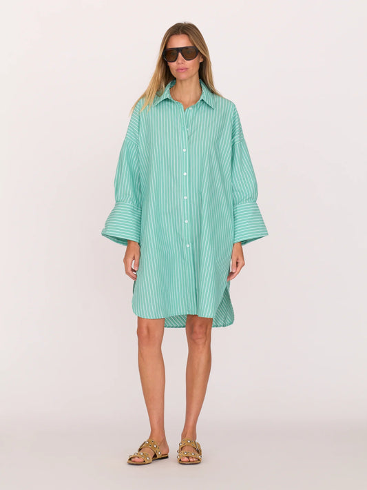 Secular Kelly Shirt Dress - Turquoise Stripe Lavender