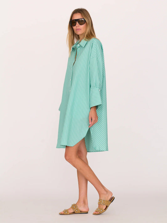 Secular Kelly Shirt Dress - Turquoise Stripe Lavender