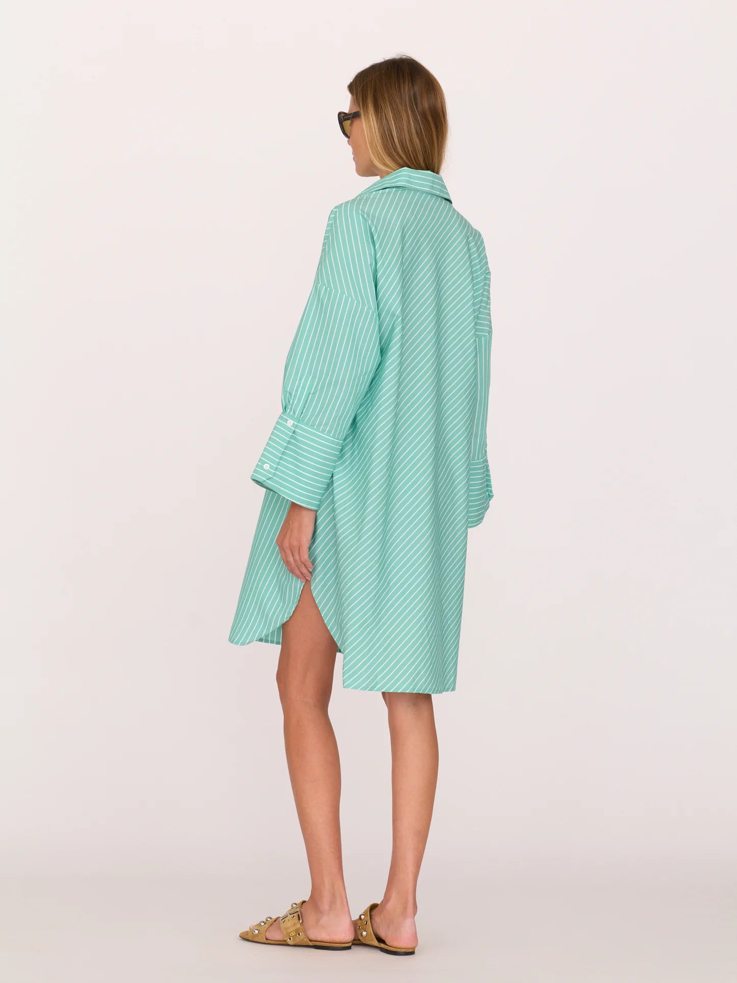 Secular Kelly Shirt Dress - Turquoise Stripe Lavender