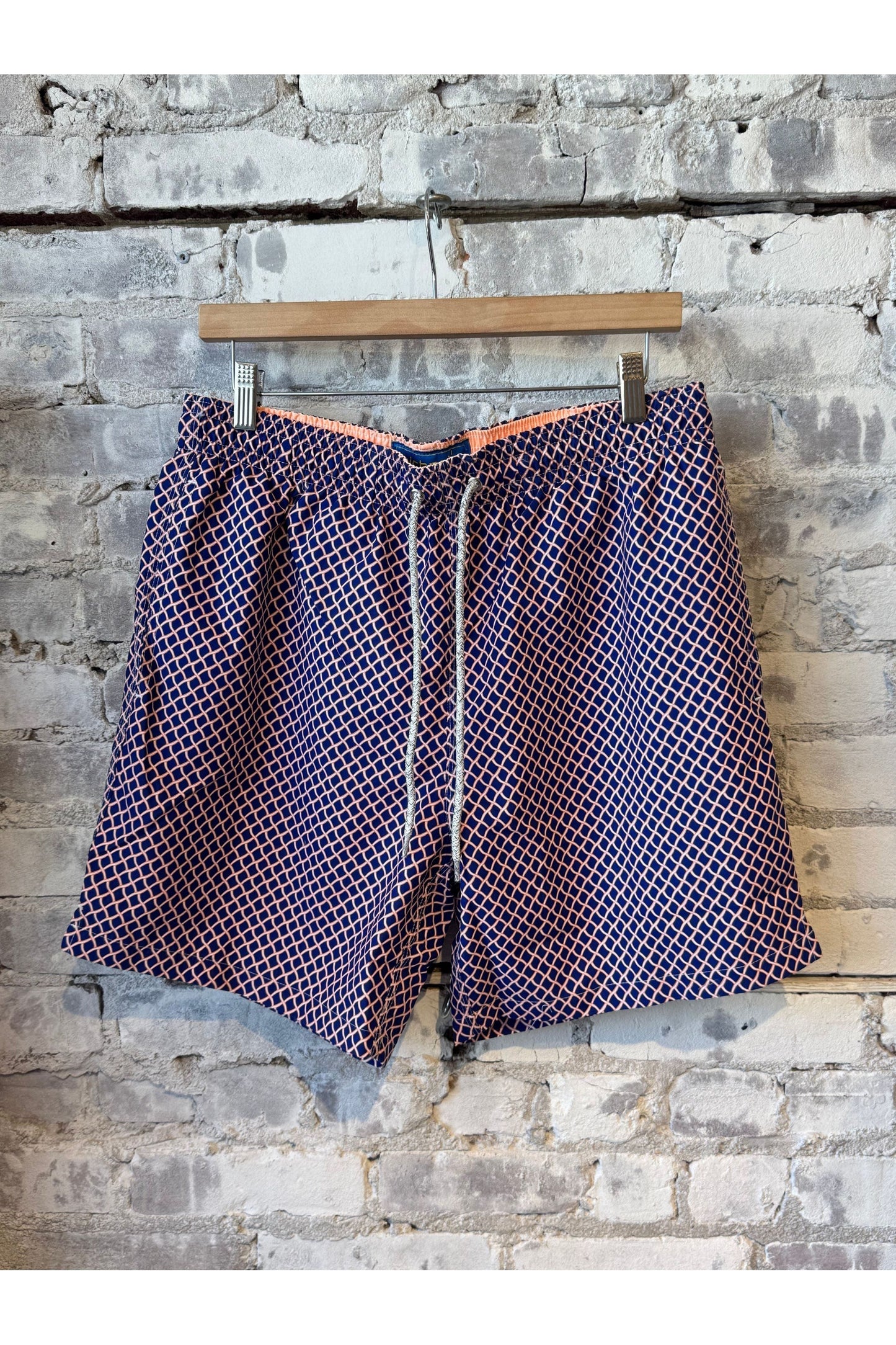 Cyclist Liner Swim Trunks - Navy/Orange Mesh - DUNE + SALT