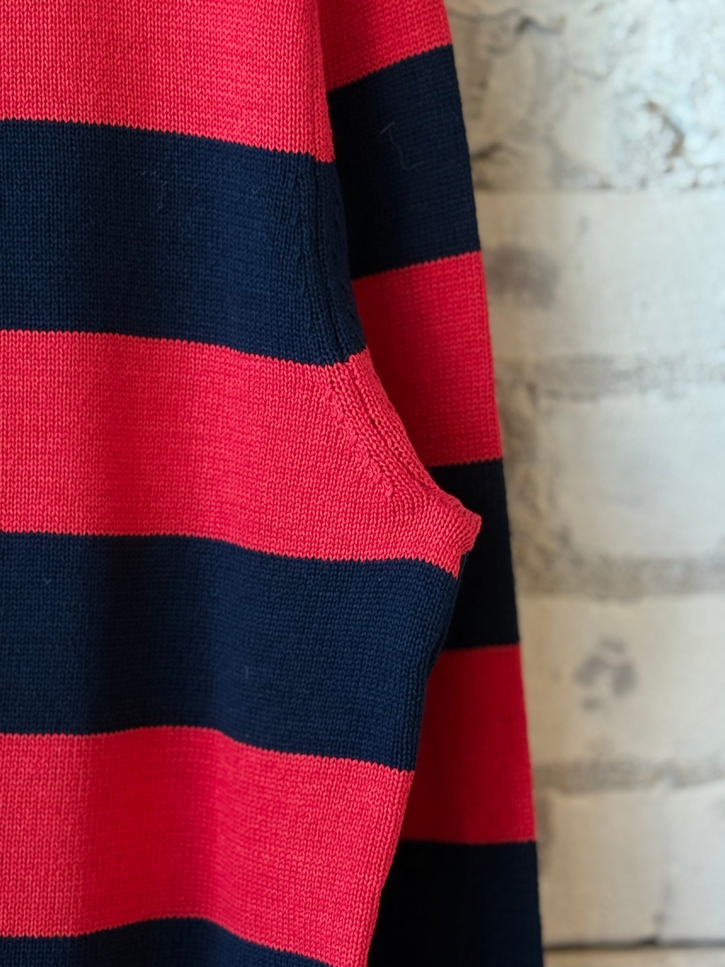 Cotton-Yarn Longsleeve Polo Shirt - Red/Blue - DUNE + SALT