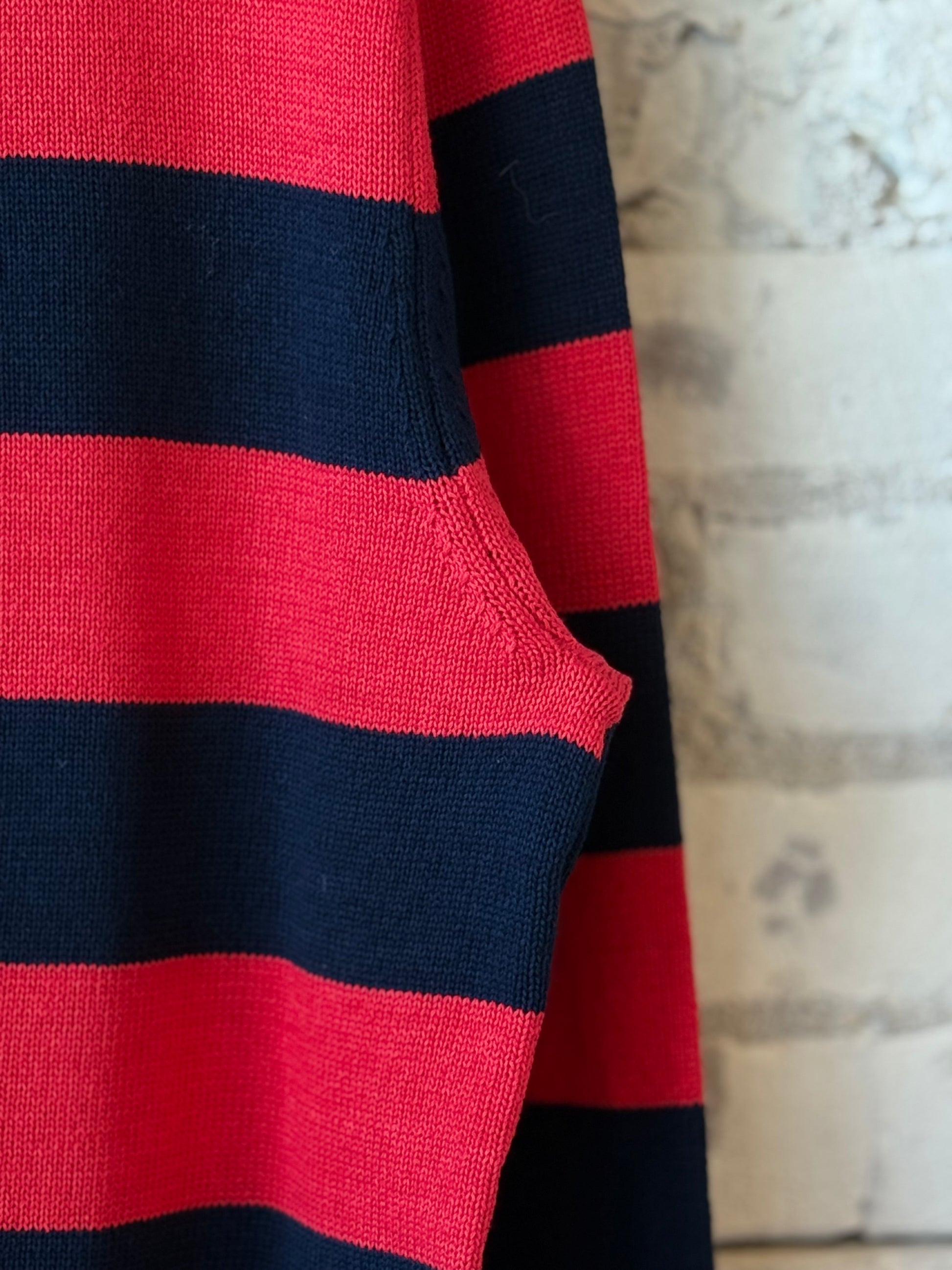 Cotton-Yarn Longsleeve Polo Shirt - Red/Blue - DUNE + SALT