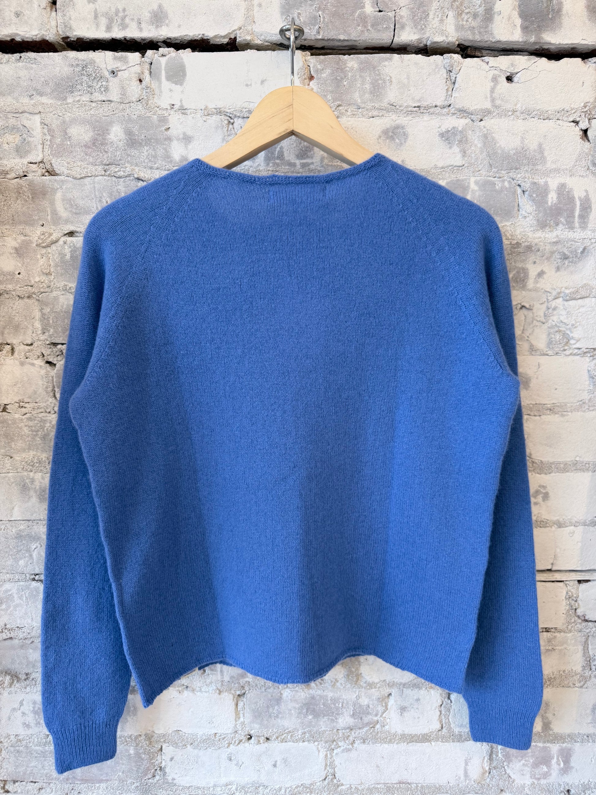 Lightweight Merino Wool-Cashmere-Silk Crew - Washed Blue - DUNE + SALT