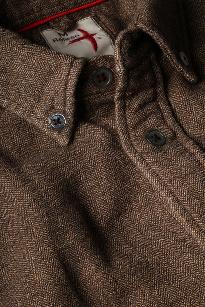 Herringbone Chamois-Lined Flannel - Rustic Brown