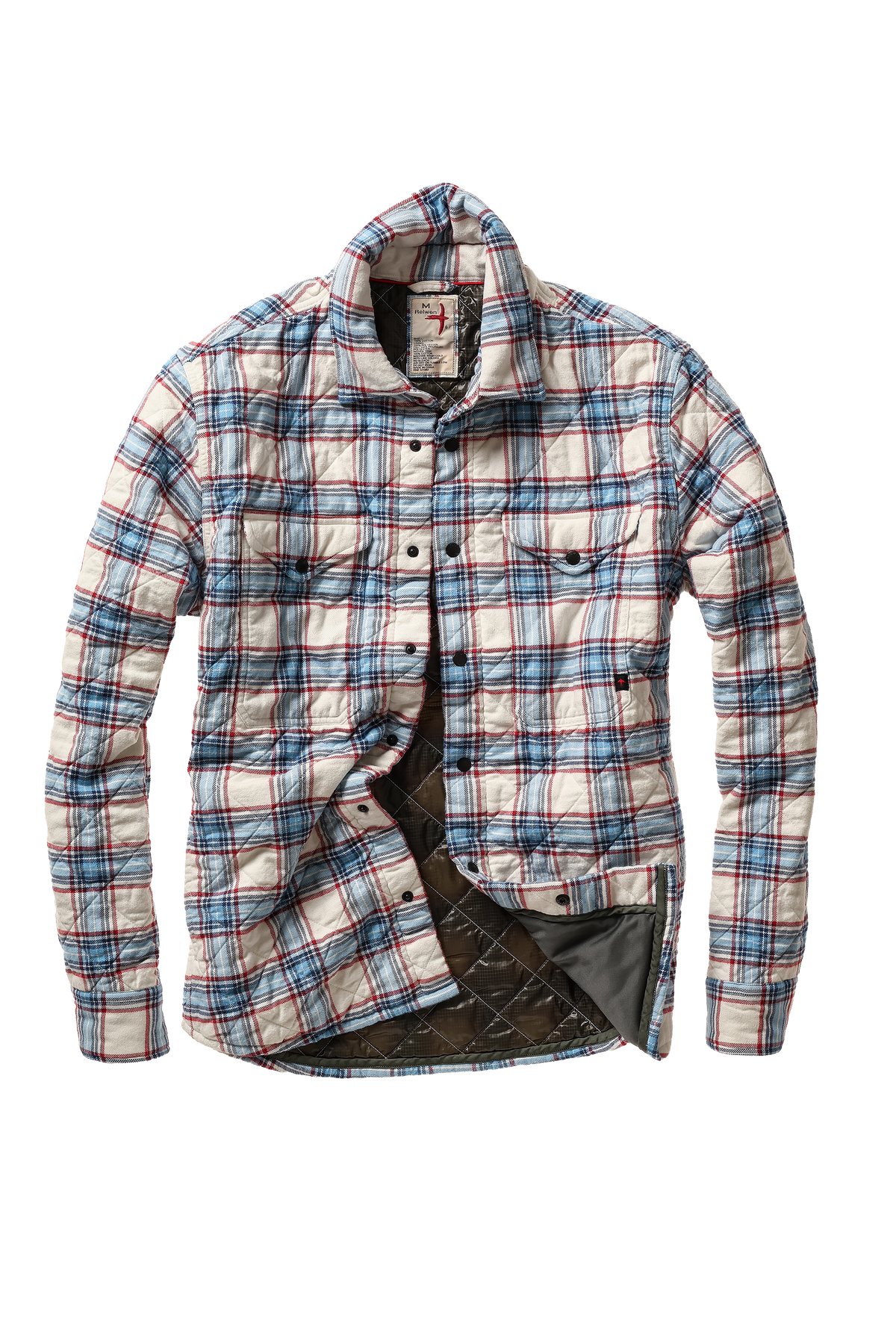 Relwen Qltd Flannel Shirtjacket - White Multi Plaid Black