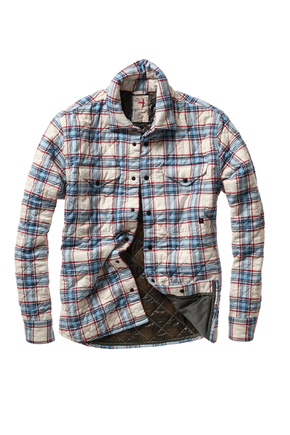 Relwen Qltd Flannel Shirtjacket - White Multi Plaid Black