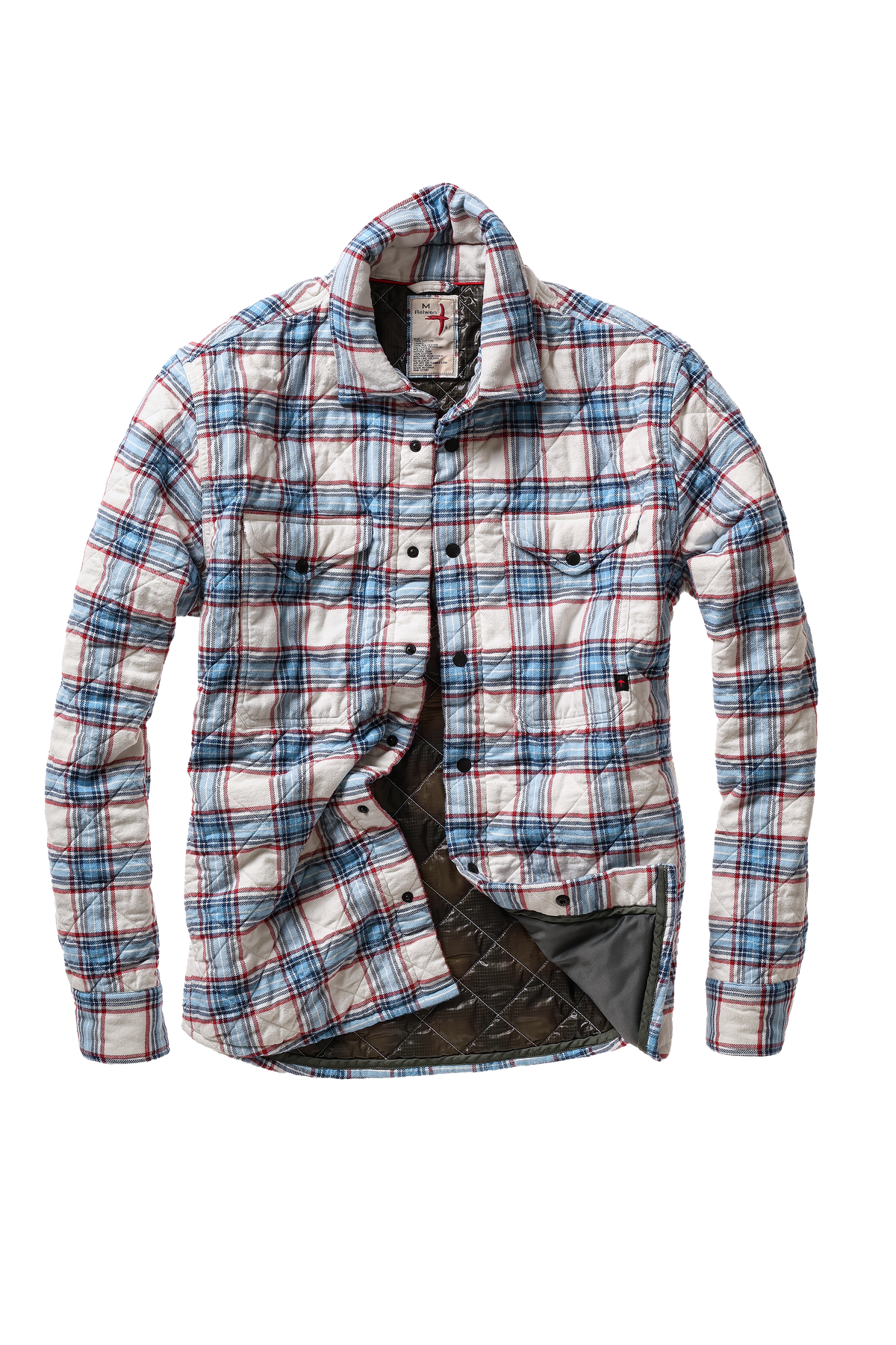 Relwen Qltd Flannel Shirtjacket - White Multi Plaid Black