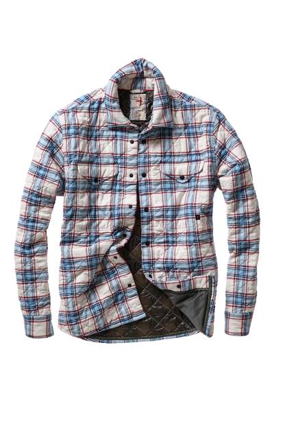 Relwen Qltd Flannel Shirtjacket - White Multi Plaid Black