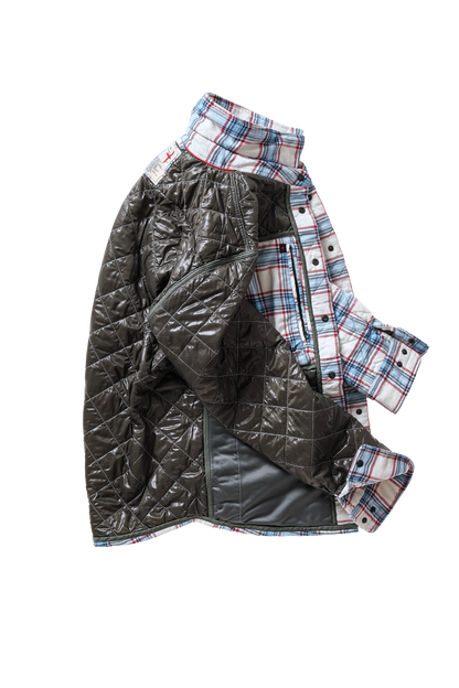 Relwen Qltd Flannel Shirtjacket - White Multi Plaid Black