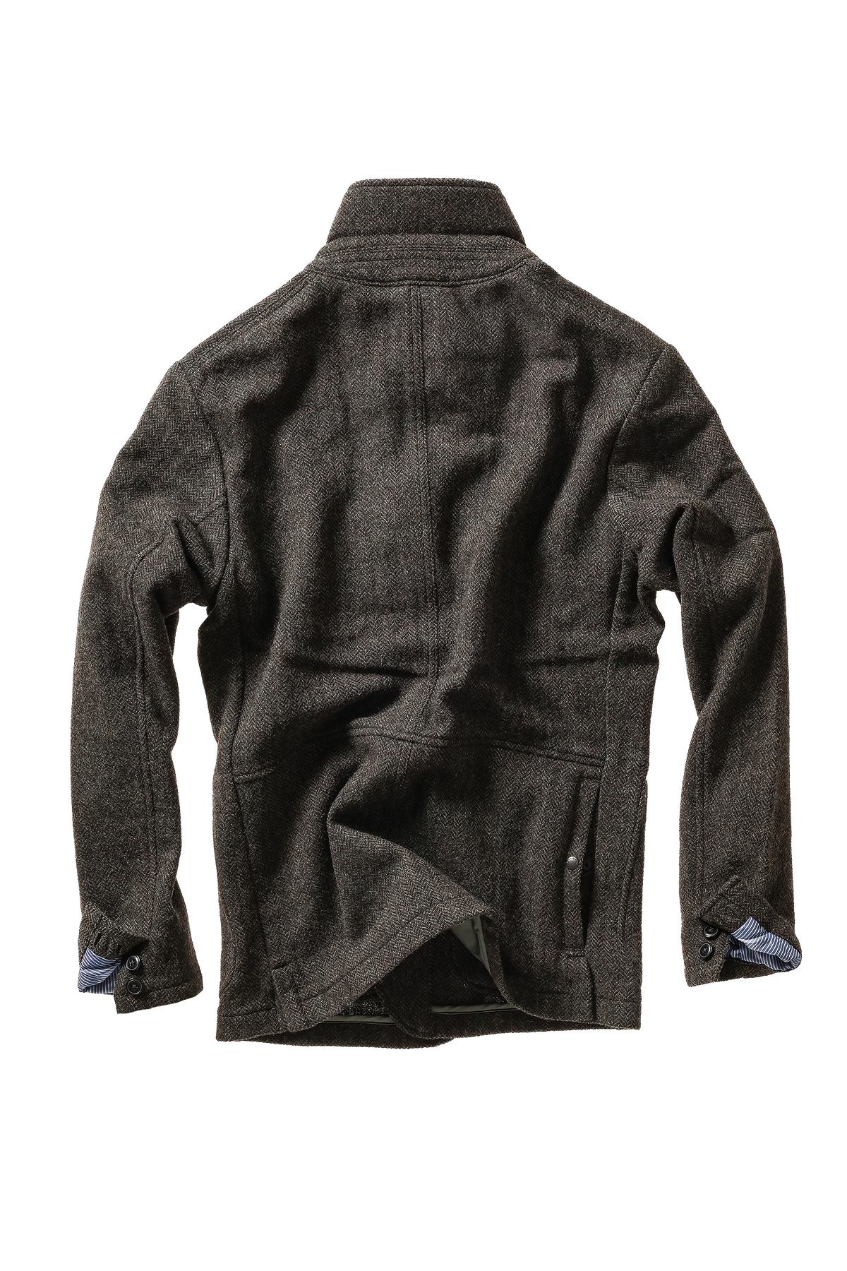 Relwen Heritage Trap Blazer - Charcoal Olive Herringbone Black