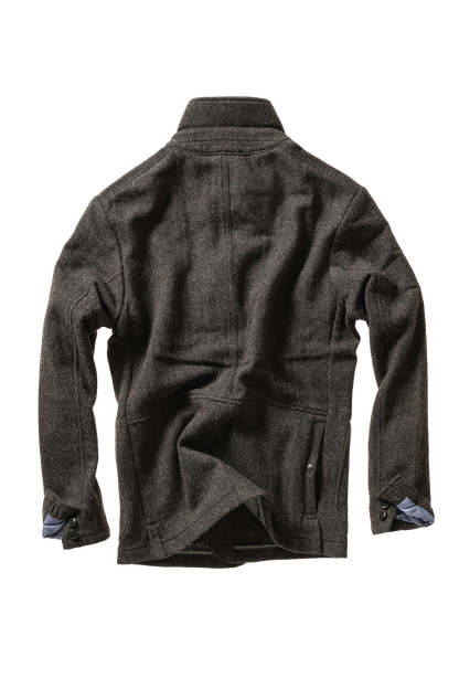 Relwen Heritage Trap Blazer - Charcoal Olive Herringbone Black