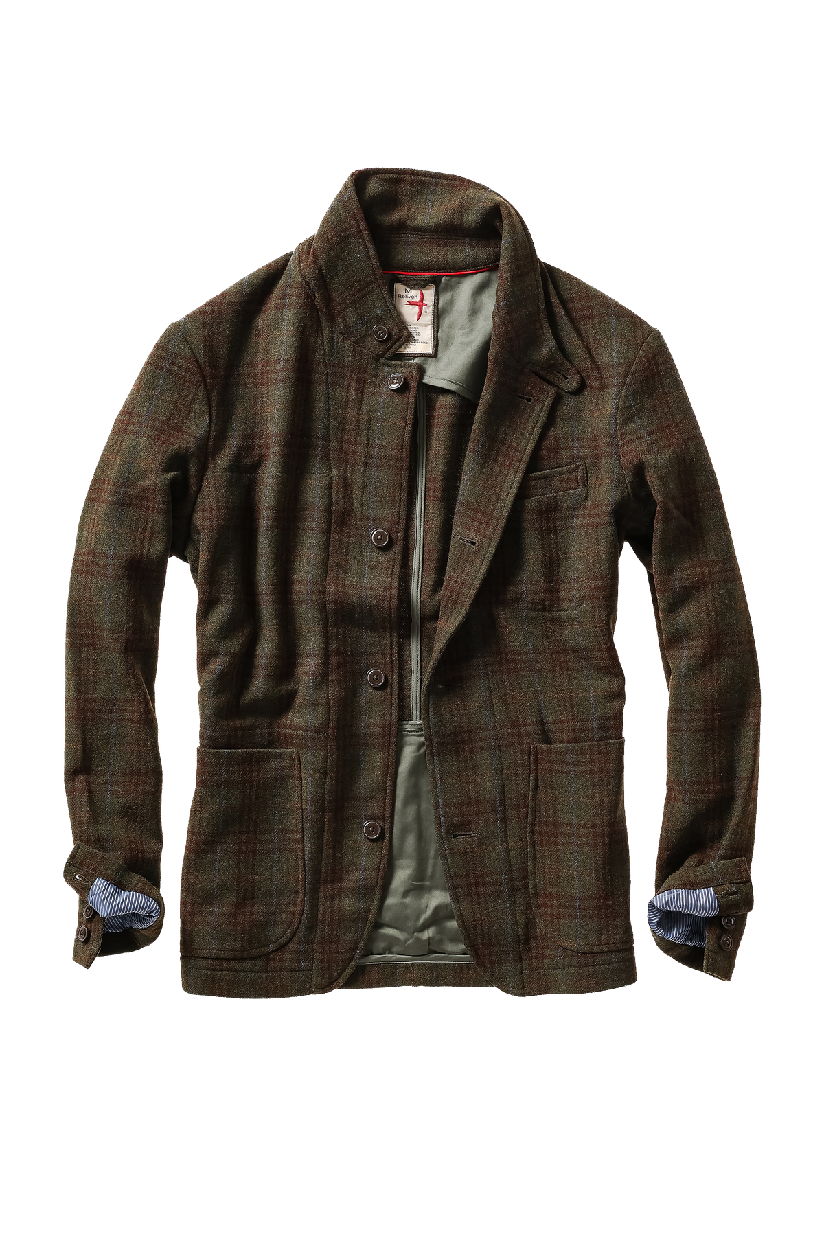 Relwen Heritage Trap Blazer - Loden/Rust District Plaid Black