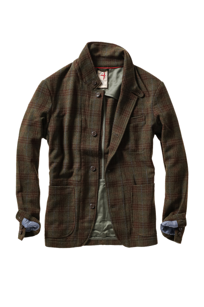 Relwen Heritage Trap Blazer - Loden/Rust District Plaid Black