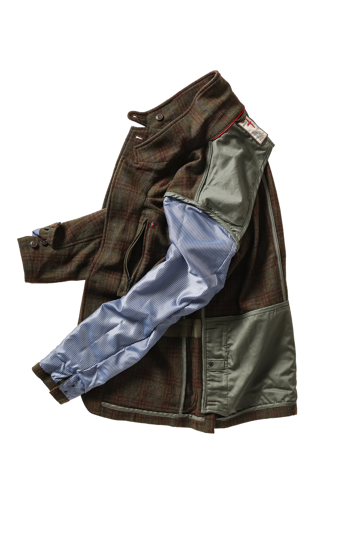 Relwen Heritage Trap Blazer - Loden/Rust District Plaid Black