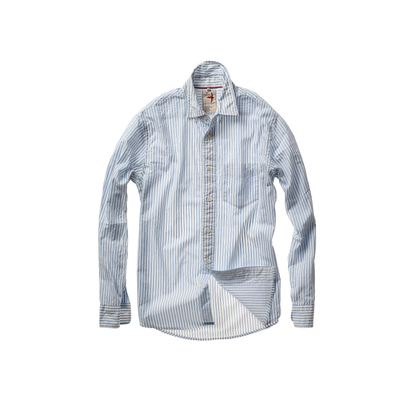 Relwen Dress Blues - White w/Blue Dobby Stripe Black