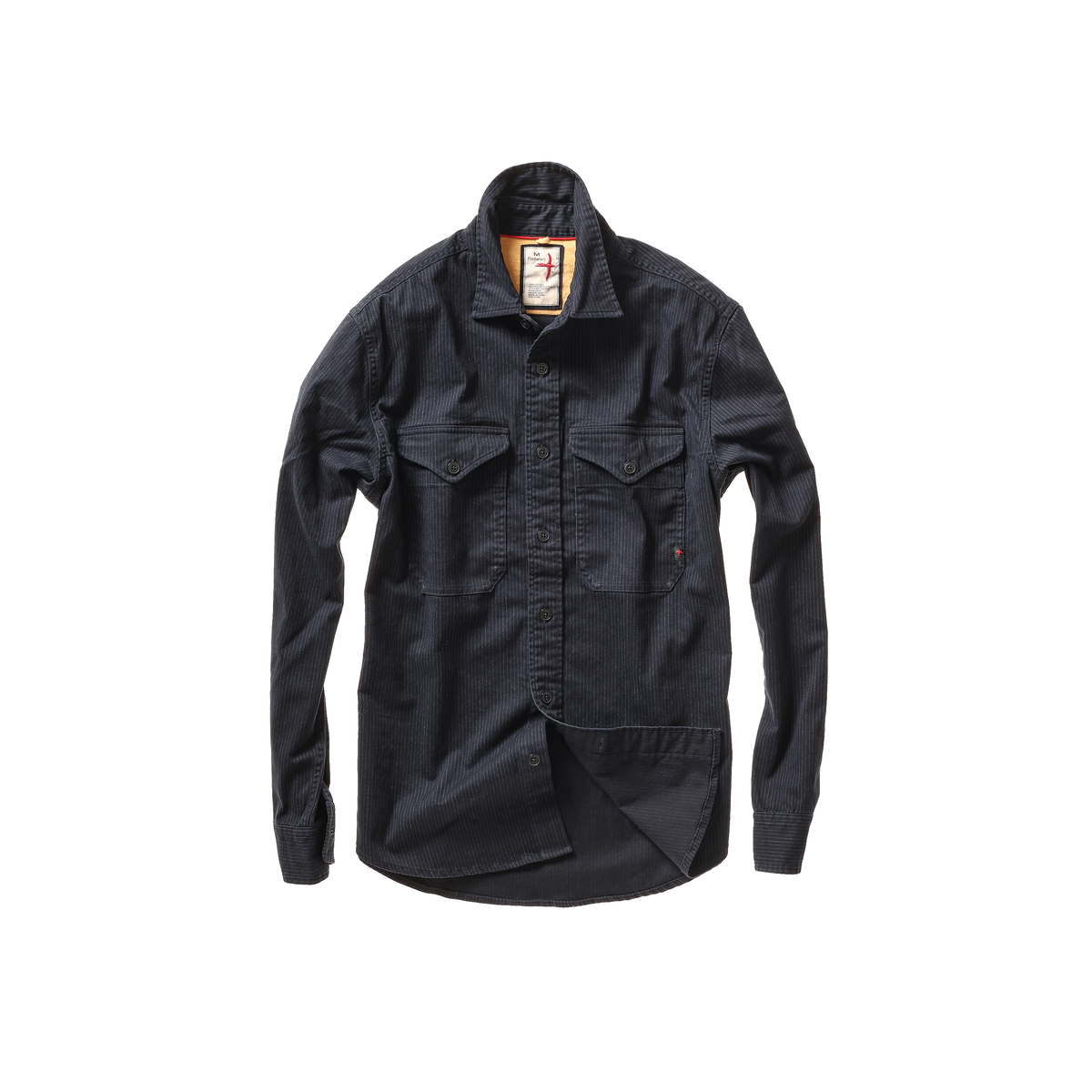 Relwen Utility Workshirt - Dark Navy Tick Stripe Dark Slate Gray